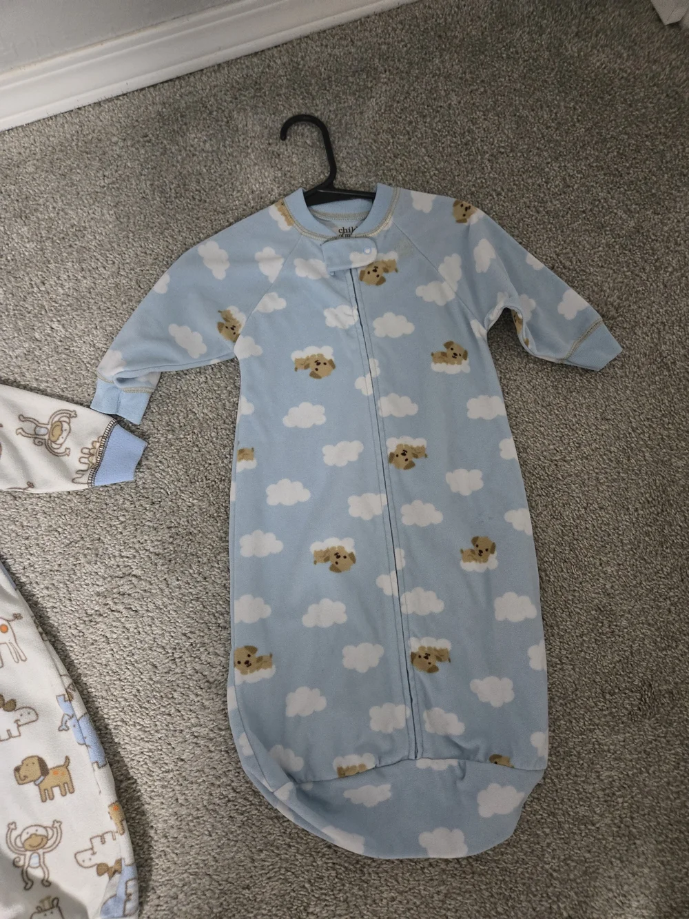 Blue and Cream Baby Sleep Gowns - Animal Print Kids Pajamas